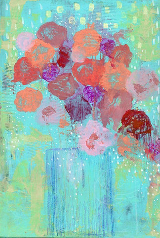 The Blue Vase II White Modern Wood Framed Art Print with Double Matting by Ogren, Sarah