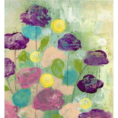 Purple Flowers Black Modern Wood Framed Art Print with Double Matting by Ogren, Sarah