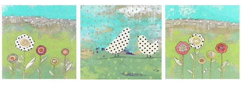 Polka Dot Bird Set Black Ornate Wood Framed Art Print with Double Matting by Ogren, Sarah