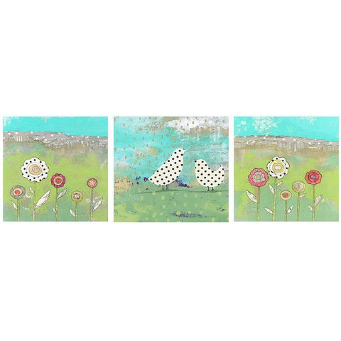 Polka Dot Bird Set Gold Ornate Wood Framed Art Print with Double Matting by Ogren, Sarah