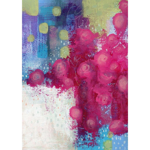 Hot Pink Roses White Modern Wood Framed Art Print by Ogren, Sarah