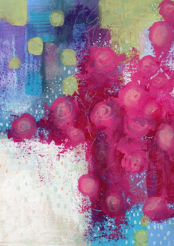 Hot Pink Roses White Modern Wood Framed Art Print with Double Matting by Ogren, Sarah