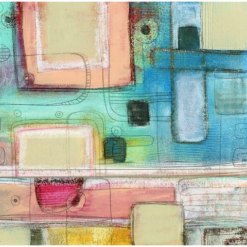 A Pale Pink Square Black Modern Wood Framed Art Print by Ogren, Sarah