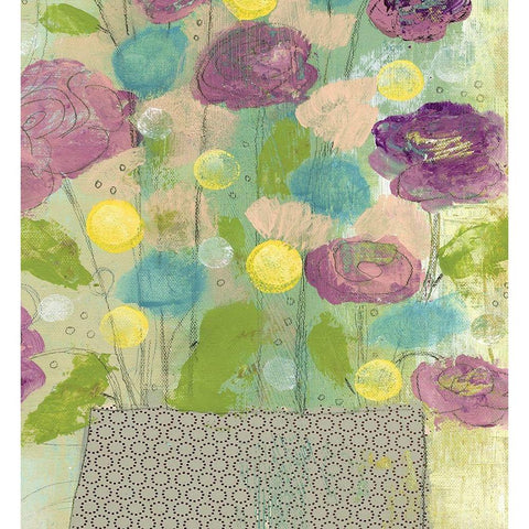 Purple and Yellow Floral II Black Modern Wood Framed Art Print by Ogren, Sarah