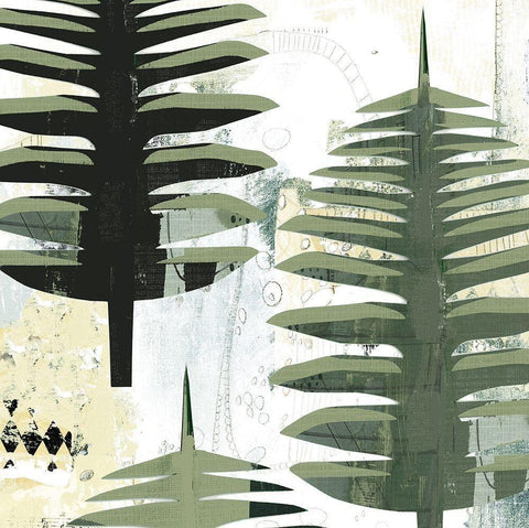 Palms I White Modern Wood Framed Art Print with Double Matting by Ogren, Sarah