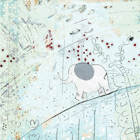 Zen Baby Elephant White Modern Wood Framed Art Print by Ogren, Sarah