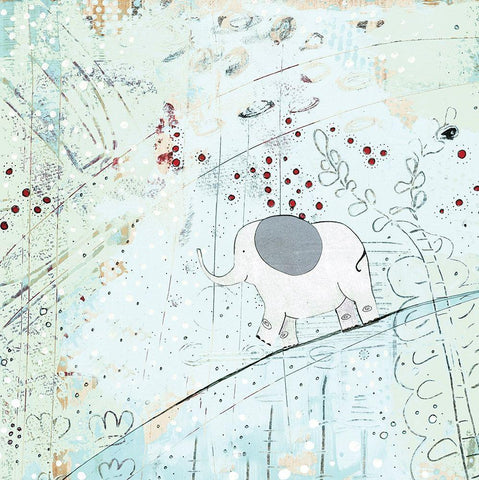 Zen Baby Elephant White Modern Wood Framed Art Print with Double Matting by Ogren, Sarah