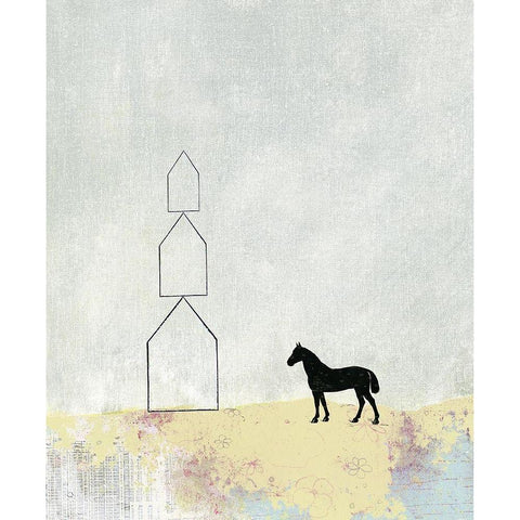 Horse and Home White Modern Wood Framed Art Print by Ogren, Sarah