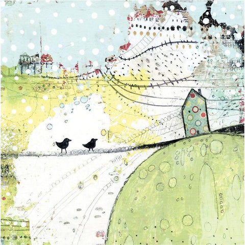 New Neighbors White Modern Wood Framed Art Print by Ogren, Sarah