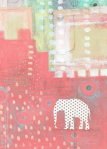 Polka Dot Elephant White Modern Wood Framed Art Print with Double Matting by Ogren, Sarah