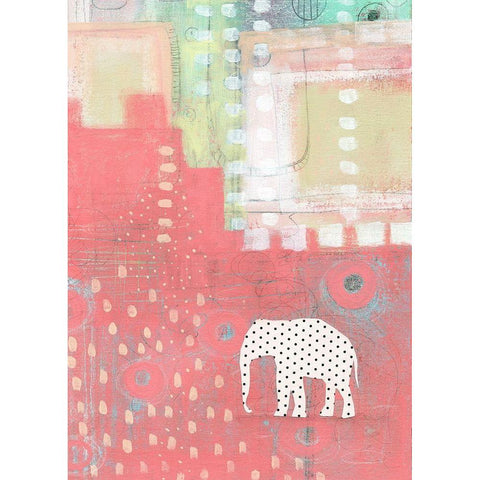 Polka Dot Elephant White Modern Wood Framed Art Print by Ogren, Sarah