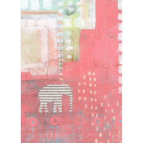 Grey Stripe Elephant Spring Owl White Modern Wood Framed Art Print by Ogren, Sarah