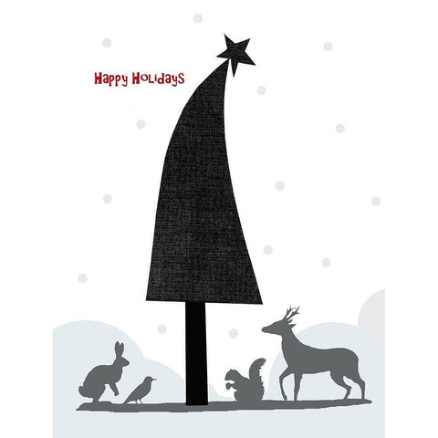 Happy Holidays Black Modern Wood Framed Art Print with Double Matting by Ogren, Sarah
