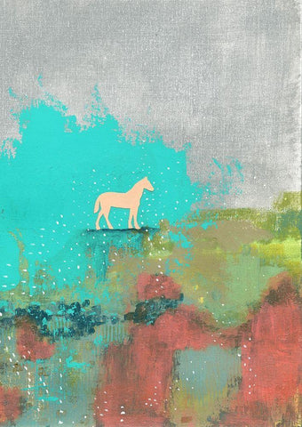 One Horse White Modern Wood Framed Art Print with Double Matting by Ogren, Sarah