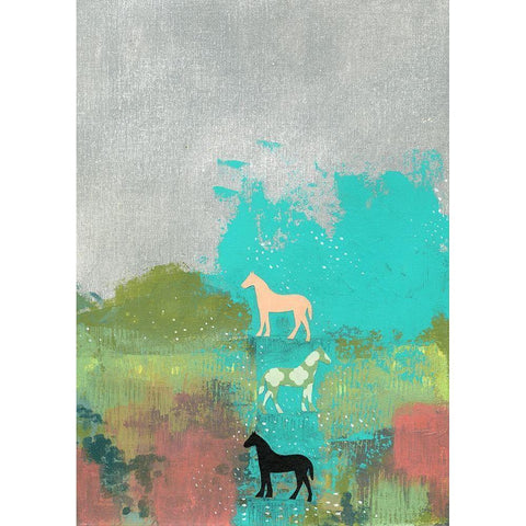 3 Horses Black Modern Wood Framed Art Print by Ogren, Sarah