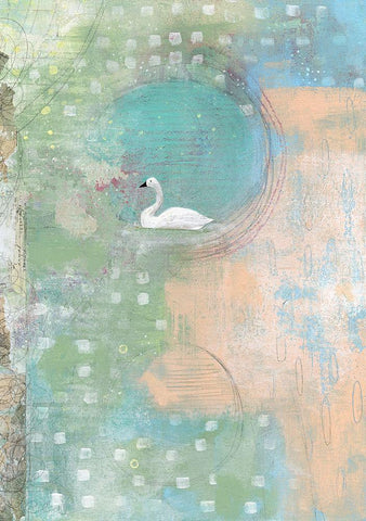 Swan Pond White Modern Wood Framed Art Print with Double Matting by Ogren, Sarah