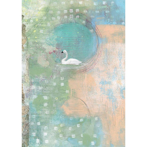 Swan Pond Gold Ornate Wood Framed Art Print with Double Matting by Ogren, Sarah