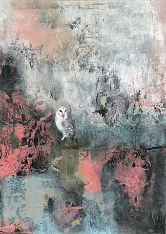 Early Morning Owl White Modern Wood Framed Art Print with Double Matting by Ogren, Sarah