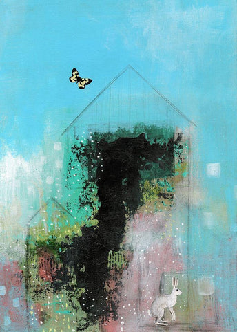 Blue Skies White Modern Wood Framed Art Print with Double Matting by Ogren, Sarah