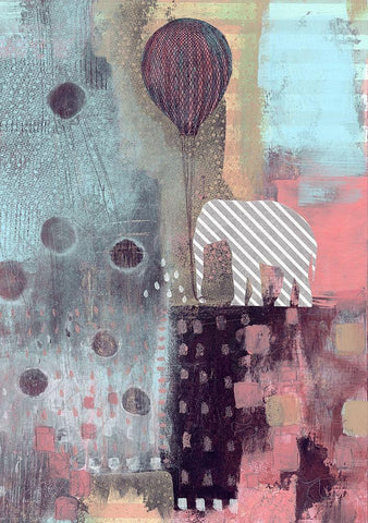 The Elephant and the Balloon White Modern Wood Framed Art Print with Double Matting by Ogren, Sarah