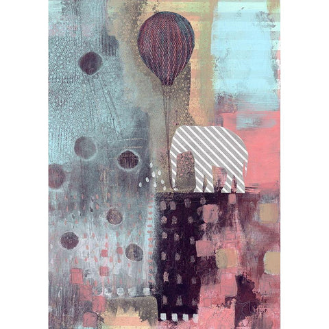 The Elephant and the Balloon White Modern Wood Framed Art Print by Ogren, Sarah
