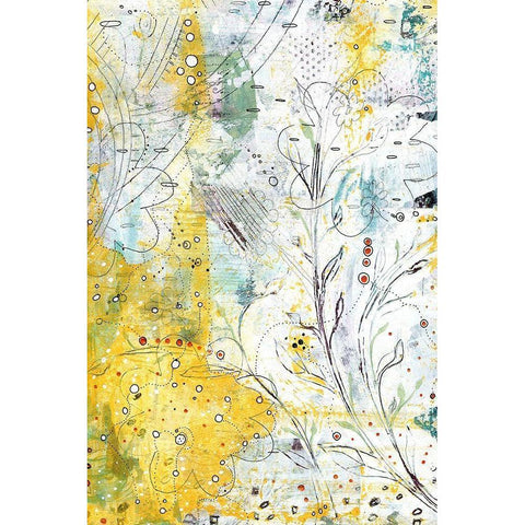 Yellow Flowers Black Modern Wood Framed Art Print with Double Matting by Ogren, Sarah