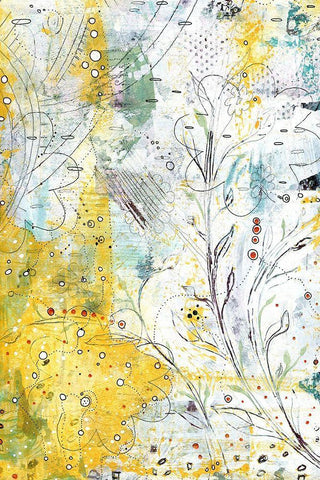 Yellow Flowers White Modern Wood Framed Art Print with Double Matting by Ogren, Sarah