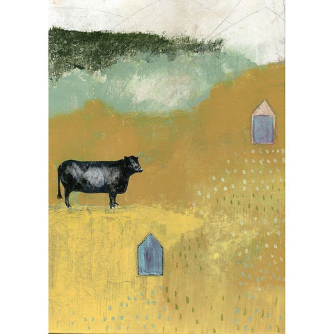 Bull Black Modern Wood Framed Art Print with Double Matting by Ogren, Sarah