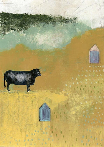 Bull Black Ornate Wood Framed Art Print with Double Matting by Ogren, Sarah