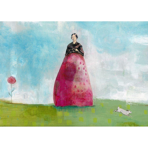 Girl and the White Rabbit Black Modern Wood Framed Art Print by Ogren, Sarah