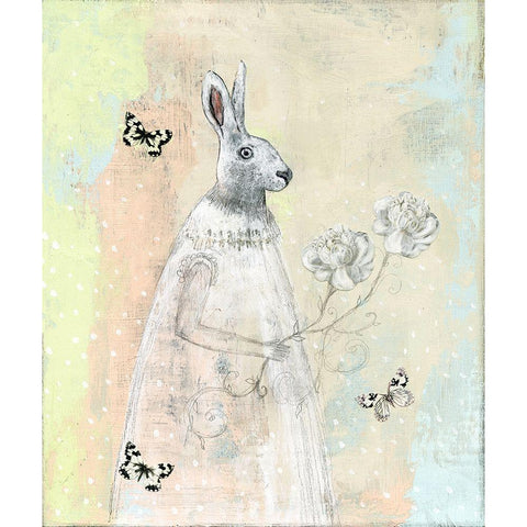 New Beginnings Rabbit White Modern Wood Framed Art Print by Ogren, Sarah