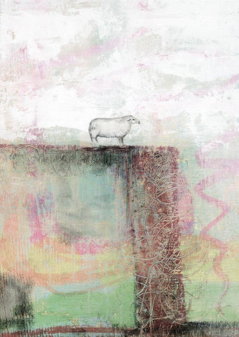 Sheep I White Modern Wood Framed Art Print with Double Matting by Ogren, Sarah