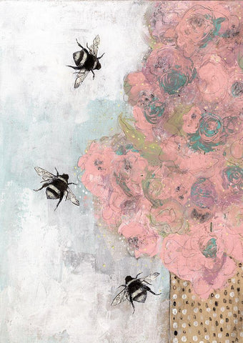 3 Bees Black Ornate Wood Framed Art Print with Double Matting by Ogren, Sarah