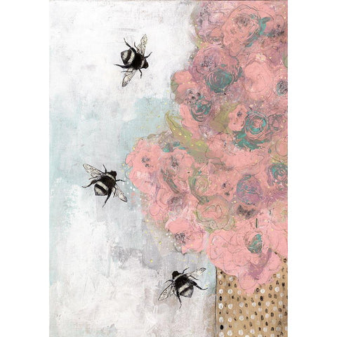 3 Bees Black Modern Wood Framed Art Print by Ogren, Sarah