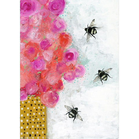 3 More Bees Black Modern Wood Framed Art Print with Double Matting by Ogren, Sarah