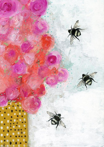 3 More Bees Black Ornate Wood Framed Art Print with Double Matting by Ogren, Sarah