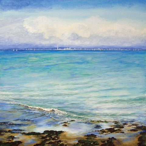 Across the Water White Modern Wood Framed Art Print by Francis, Sandra