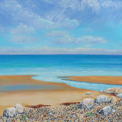 Down to the Sea Black Modern Wood Framed Art Print by Francis, Sandra