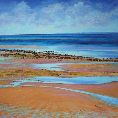 Blue Infinity White Modern Wood Framed Art Print by Francis, Sandra