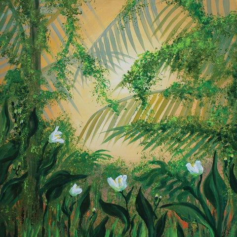 Forest Foliage White Modern Wood Framed Art Print with Double Matting by Francis, Sandra