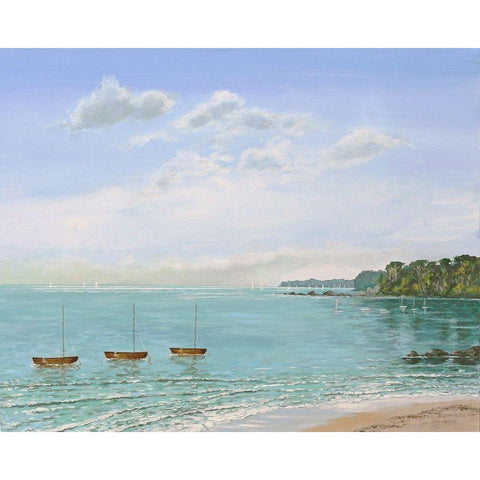 Three Dinghies Moored Gold Ornate Wood Framed Art Print with Double Matting by Francis, Sandra