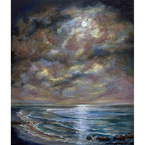 Moody Moon Light I Black Modern Wood Framed Art Print with Double Matting by Francis, Sandra