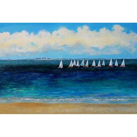 Summer Sailing Gold Ornate Wood Framed Art Print with Double Matting by Francis, Sandra