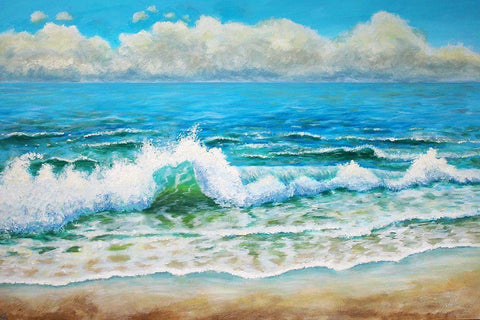 A Wave White Modern Wood Framed Art Print with Double Matting by Francis, Sandra