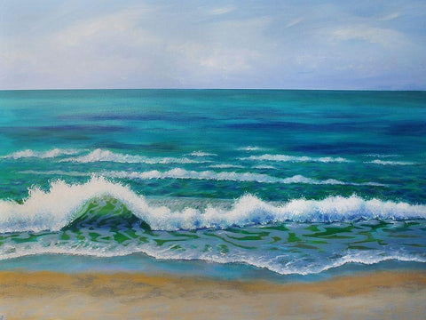 Summer Waves White Modern Wood Framed Art Print with Double Matting by Francis, Sandra