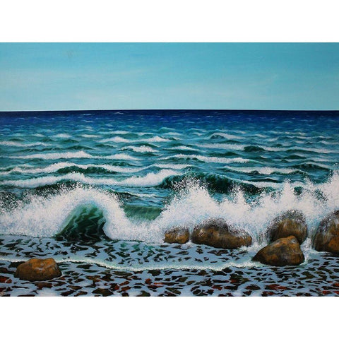 White Waves Gold Ornate Wood Framed Art Print with Double Matting by Francis, Sandra