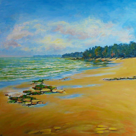 Sand Cove Bay White Modern Wood Framed Art Print by Francis, Sandra