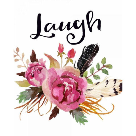 Laugh White Modern Wood Framed Art Print by Moss, Tara