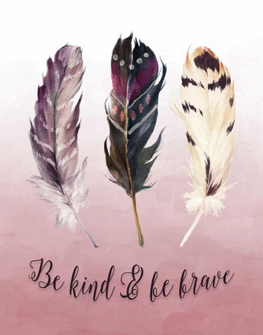 Be Kind and Be Brave Black Ornate Wood Framed Art Print with Double Matting by Moss, Tara