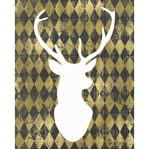 White Deerhead Black Modern Wood Framed Art Print with Double Matting by Moss, Tara